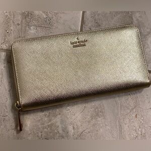 EUC Kate Spade Metallic Gold zippy wallet